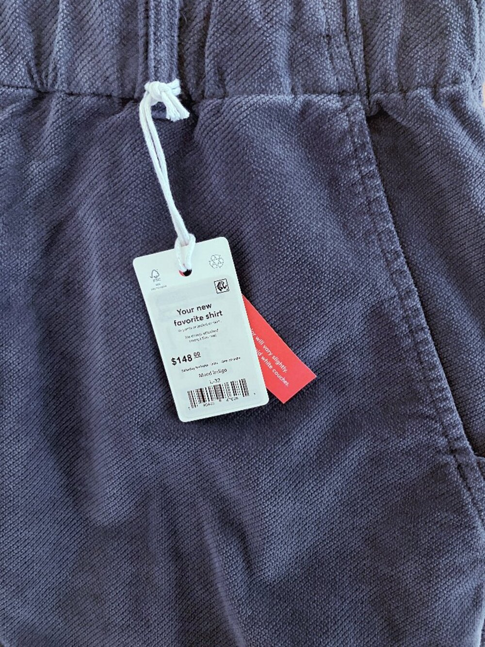 Marine Layer Men's Saturday Moleskin Slim Straight Chino Mood Indigo Size L-32 - Picture 5 of 13